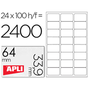 APLI ETIQUETA IMPRESORA 64x33,9mm 24x100-PACK 02409